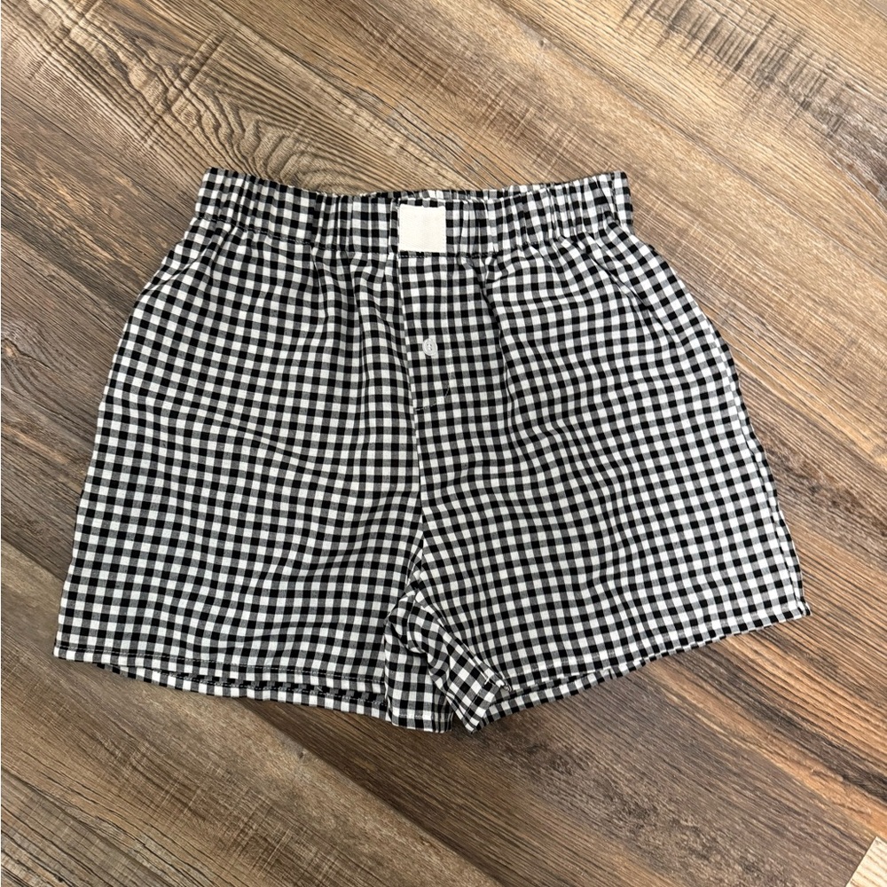 Black and White Checkered Women's Shorts